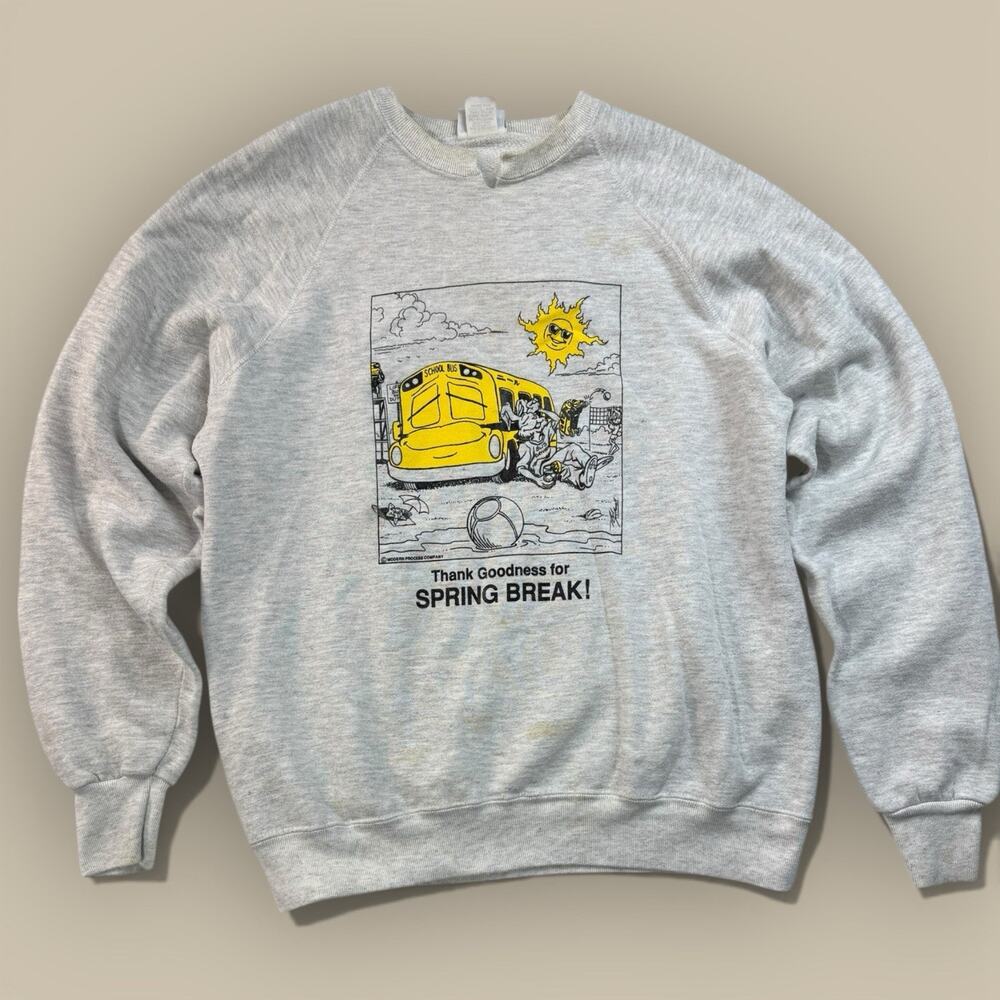 Vtg Crewneck Sweatshirt Mens XL Sweater Bus Driver Spring Break USA 90s Lee